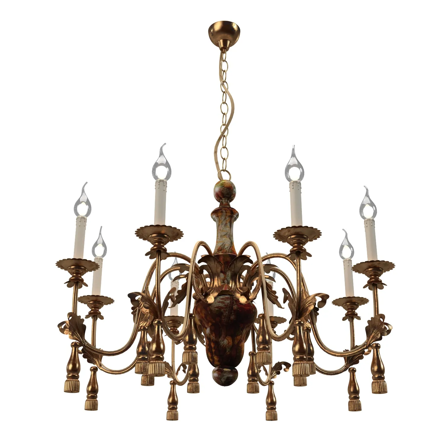 Italian 8 Light Painted Column Chandelier 3D Model_01